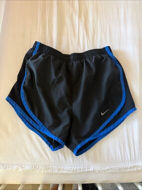 Nike Black Athletic Shorts with Royal Blue Trim